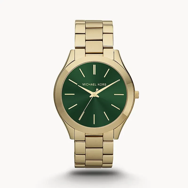 Michael Kors Slim Runway Green Dial Gold-tone Ladies Watch | MK3435